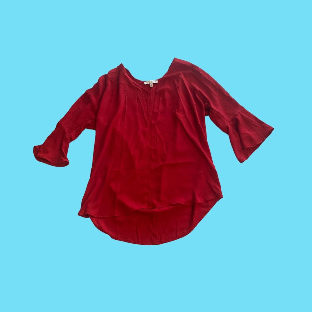 Red flowy blouse size medium long sleeve